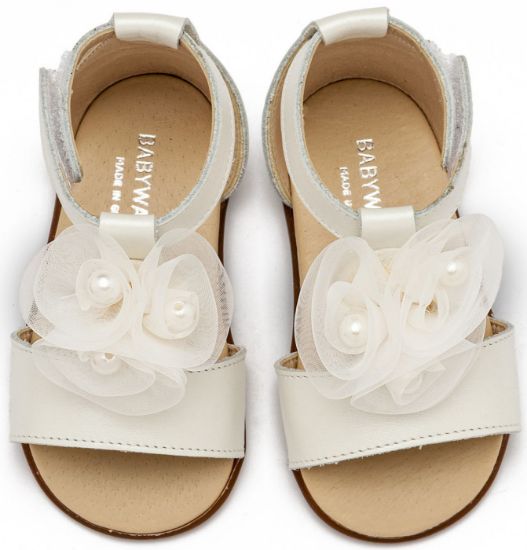 Εικόνα της Πέδιλο Διακοσμημένο με Λουλούδια και Πέρλες  PRI2641 Εκρού 