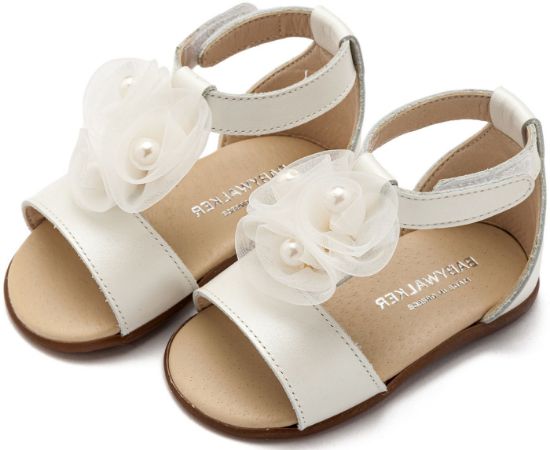 Εικόνα της Πέδιλο Διακοσμημένο με Λουλούδια και Πέρλες  PRI2641 Εκρού 