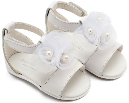 Εικόνα της Πέδιλο Διακοσμημένο με Λουλούδια και Πέρλες  PRI2641 Λευκό