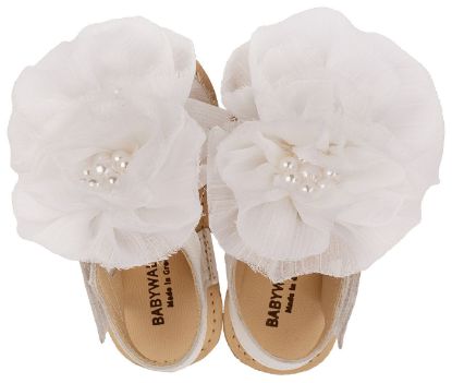 Εικόνα της Πέδιλο με  Chiffon Λουλούδια MI1559 Λευκό