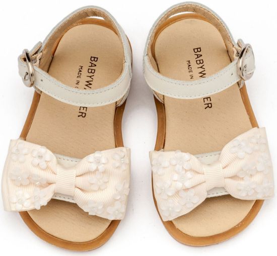 Εικόνα της Πέδιλο με Gros Grain Φιογκάκι και Λουλουδάκια BW4854 Εκρού