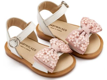 Εικόνα της Πέδιλο με Gros Grain Φιογκάκι και Λουλουδάκια BW4854 Εκρού Ροζ