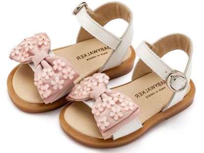 Εικόνα της Πέδιλο με Gros Grain Φιογκάκι και Λουλουδάκια BW4854 Εκρού Ροζ