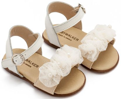 Εικόνα της Πέδιλο με Λουλουδάκια και Πέρλες PRI2645 Εκρού