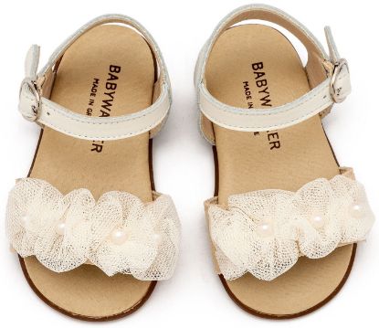 Εικόνα της Πέδιλο με Λουλουδάκια και Πέρλες PRI2645 Εκρού