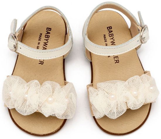 Εικόνα της Πέδιλο με Λουλουδάκια και Πέρλες PRI2645 Εκρού