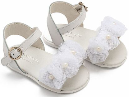 Εικόνα της Πέδιλο με Λουλουδάκια και Πέρλες PRI2645 Λευκό