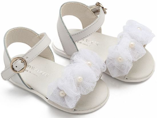 Εικόνα της Πέδιλο με Λουλουδάκια και Πέρλες PRI2645 Λευκό