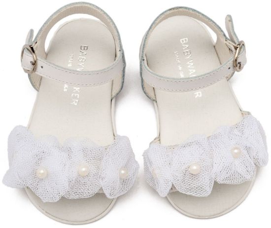 Εικόνα της Πέδιλο με Λουλουδάκια και Πέρλες PRI2645 Λευκό