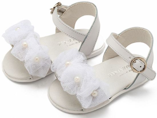 Εικόνα της Πέδιλο με Λουλουδάκια και Πέρλες PRI2645 Λευκό