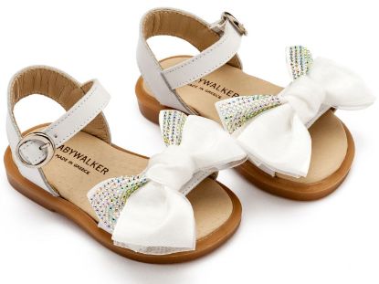 Εικόνα της Πέδιλο με Σατέν Φιογκάκι & Στρας BW4861 Λευκό