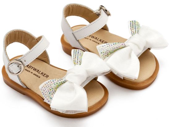 Εικόνα της Πέδιλο με Σατέν Φιογκάκι & Στρας BW4861 Λευκό