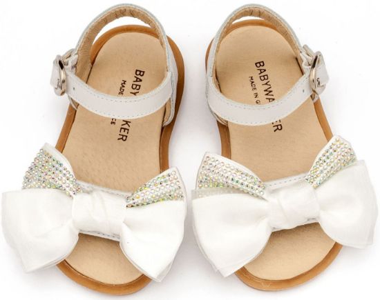 Εικόνα της Πέδιλο με Σατέν Φιογκάκι & Στρας BW4861 Λευκό