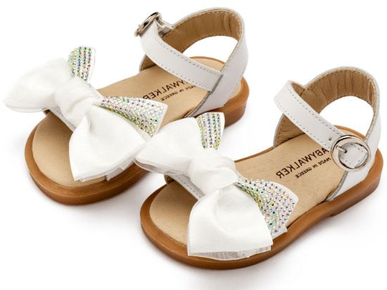 Εικόνα της Πέδιλο με Σατέν Φιογκάκι & Στρας BW4861 Λευκό