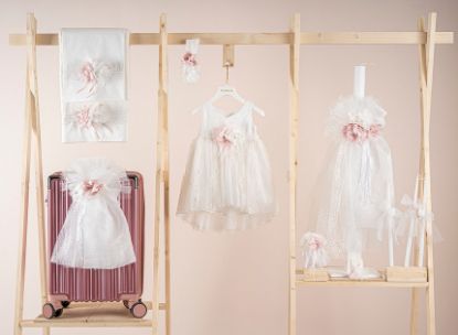 Εικόνα της Πακέτο βάπτισης για κορίτσι Piccolino Beatrice ivory με βαλίτσα pink