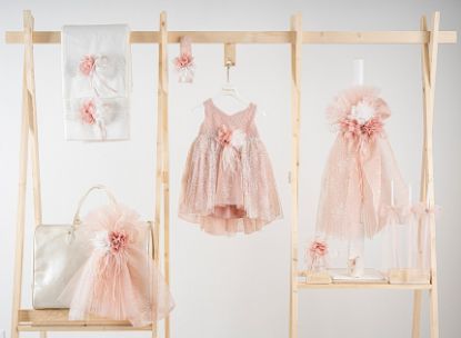 Εικόνα της Πακέτο βάπτισης για κορίτσι Piccolino Beatrice puce με τσάντα  ivory