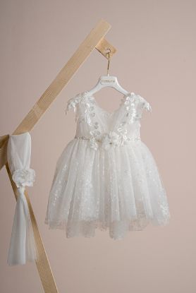 Εικόνα της Πακέτο βάπτισης για κορίτσι Piccolino Filomena ivory με καλάθι