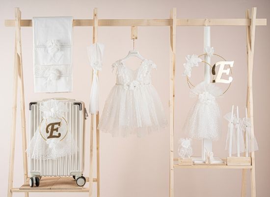 Εικόνα της Πακέτο βάπτισης για κορίτσι Piccolino Filomena ivory με βαλίτσα ecru