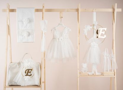 Εικόνα της Πακέτο βάπτισης για κορίτσι Piccolino Filomena ivory με τσάντα  ivory