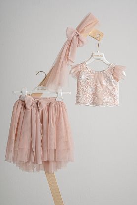 Εικόνα της Πακέτο βάπτισης για κορίτσι Piccolino Isabelle powder με καλάθι