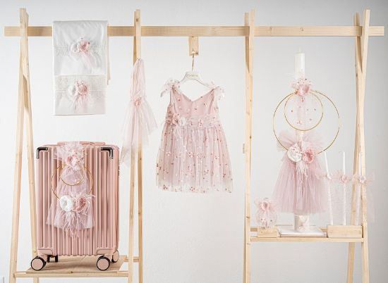 Εικόνα της Πακέτο βάπτισης για κορίτσι Piccolino Klara puce με βαλίτσα pink