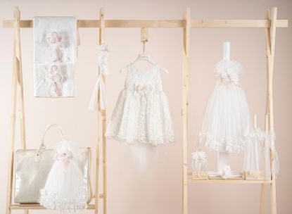 Εικόνα της Πακέτο βάπτισης για κορίτσι Piccolino Michele ivory με τσάντα ivory