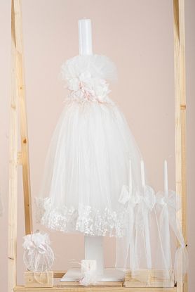 Εικόνα της Πακέτο βάπτισης για κορίτσι Piccolino Michele ivory με τσάντα ivory