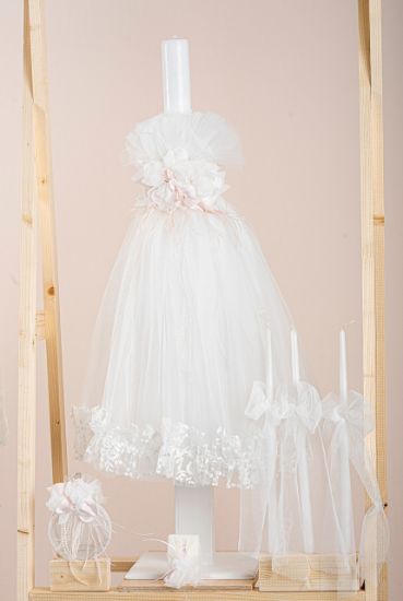 Εικόνα της Πακέτο βάπτισης για κορίτσι Piccolino Michele ivory με τσάντα ivory