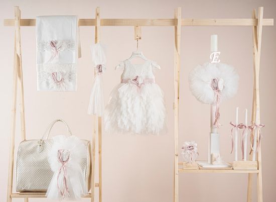 Εικόνα της Πακέτο βάπτισης για κορίτσι Piccolino Ornella ivory με τσάντα καπιτονέ ivory