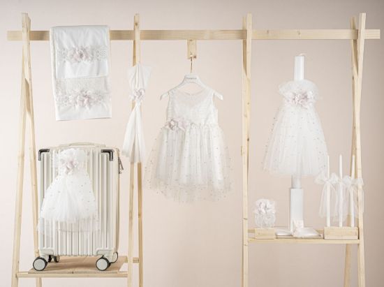 Εικόνα της Πακέτο βάπτισης για κορίτσι Piccolino Salina ivory με βαλίτσα ecru