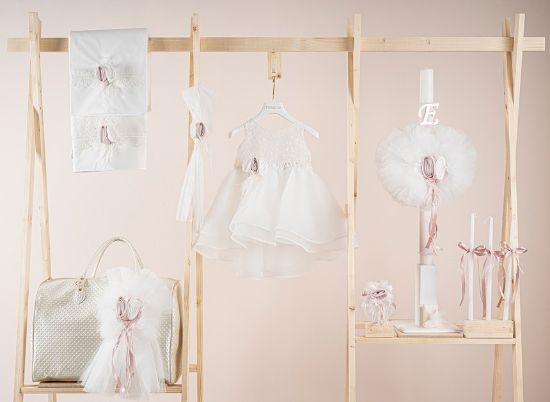 Εικόνα της Πακέτο βάπτισης για κορίτσι Piccolino Samantha ivory με τσάντα καπιτονέ ivory