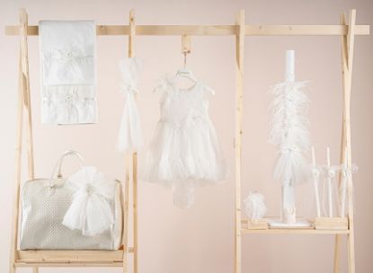 Εικόνα της Πακέτο βάπτισης για κορίτσι Piccolino Silvia ivory με τσάντα καπιτονέ ivory