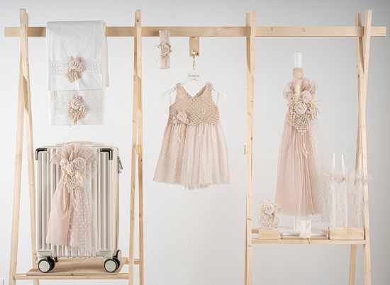 Εικόνα της Πακέτο βάπτισης για κορίτσι Piccolino Thea beige με βαλίτσα ecru