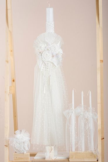 Εικόνα της Πακέτο βάπτισης για κορίτσι Piccolino Thea ivory με καλάθι