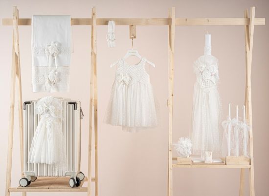 Εικόνα της Πακέτο βάπτισης για κορίτσι Piccolino Thea ivory με βαλίτσα ecru