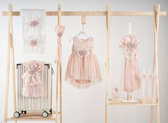 Εικόνα της Πακέτο βάπτισης για κορίτσι Piccolino Ursula peach με βαλίτσα ecru