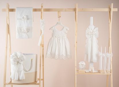 Εικόνα της Πακέτο βάπτισης για κορίτσι Piccolino Valerie ivory με καλάθι