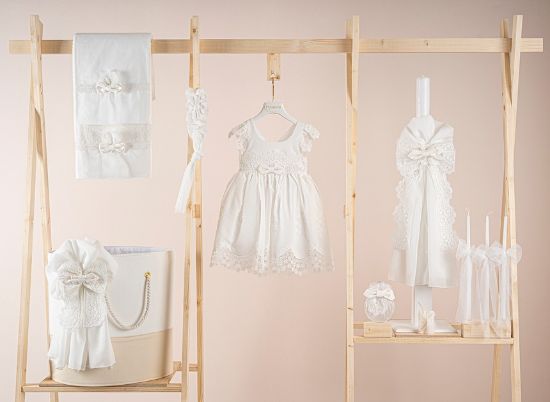 Εικόνα της Πακέτο βάπτισης για κορίτσι Piccolino Valerie ivory με καλάθι