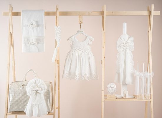 Εικόνα της Πακέτο βάπτισης για κορίτσι Piccolino Valerie ivory με τσάντα καπιτονέ ivory