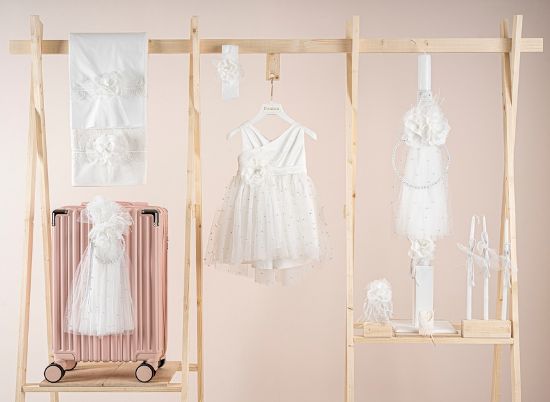 Εικόνα της Πακέτο βάπτισης για κορίτσι Piccolino Zoe ivory με βαλίτσα pink