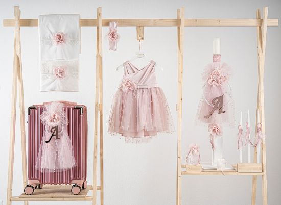 Εικόνα της Πακέτο βάπτισης για κορίτσι Piccolino Zoe pink με βαλίτσα puce