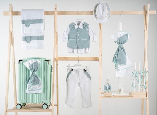 Εικόνα της Πακέτο βάπτισης για αγόρι Piccolino Francisco mint white