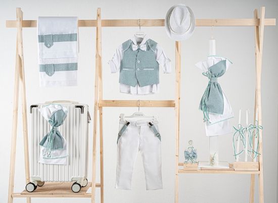 Εικόνα της Πακέτο βάπτισης για αγόρι Piccolino Francisco mint white