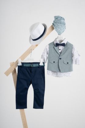 Εικόνα της Βαπτιστικό κοστούμι Piccolino Massimo σε χρώμα Aegean