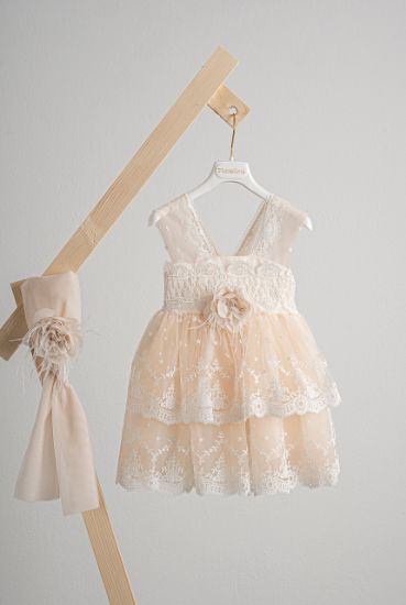Εικόνα της Βαπτιστικό φόρεμα Piccolino Estelle Champagne