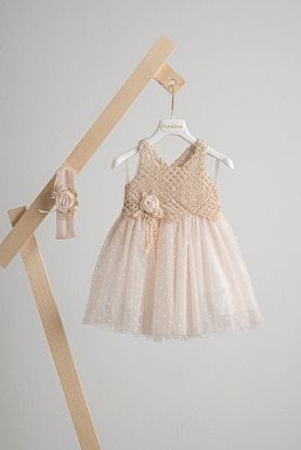 Εικόνα της Βαπτιστικό φόρεμα Piccolino Thea Beige