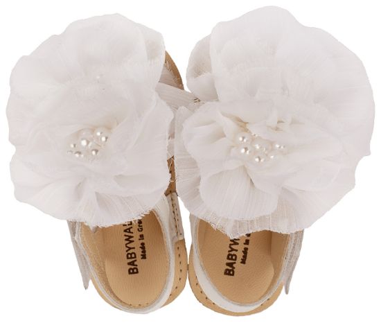 Εικόνα της Πέδιλο με  Chiffon Λουλούδια MI1559 Λευκό