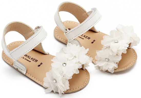 Εικόνα της Πέδιλο με Chiffon Λουλούδια MI1633 Λευκό