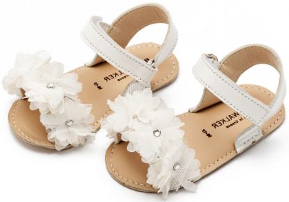 Εικόνα της Πέδιλο με Chiffon Λουλούδια MI1633 Λευκό