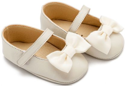 Εικόνα της Γοβάκι Μονή Μπαρέτα με Υφασμάτινο Χειροποίητο Φιογκάκι MI1646 Εκρού